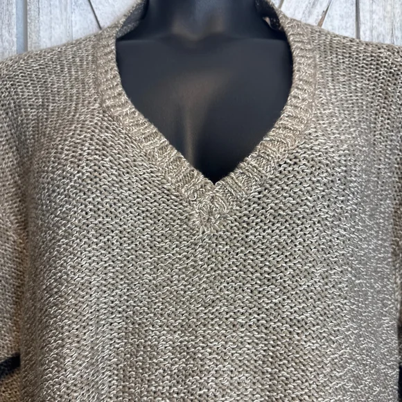 Women's MERI SKYE V-Neck Sweater 5X Beige White - Picture 2 of 8